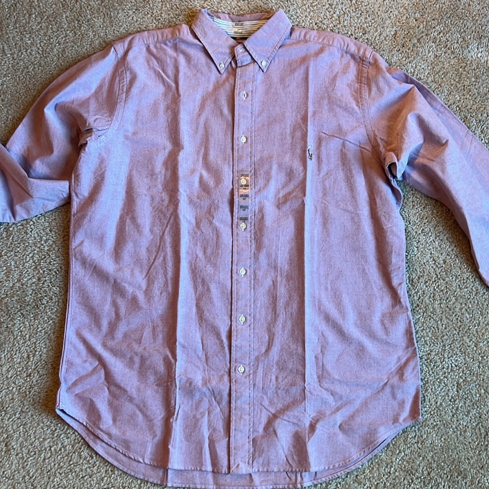 Polo Ralph Lauren Oxford long sleeve woven button down shirt crimson red large T - Picture 2 of 4
